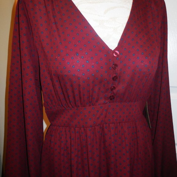 Dress Polka Dot NEW retro fit & flare long sleeve bellow knee summer party - Picture 4 of 9